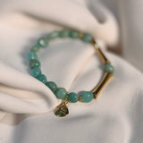 Pulsera elástica de Amazonita y Tubos Goldfilled con Charm de Corazón JF