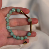 Pulsera elástica de Amazonita y Tubos Goldfilled con Charm de Corazón JF