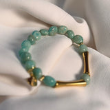 Pulsera elástica de Amazonita y Tubos Goldfilled con Charm de Corazón JF