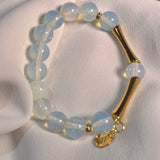 Pulsera elástica de Ópalo y Tubos Goldfilled con Charm de Corazón JF