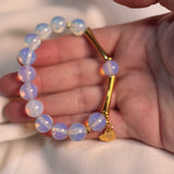 Pulsera elástica de Ópalo y Tubos Goldfilled con Charm de Corazón JF