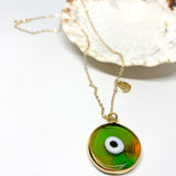 Cadenita de golfield con ojo turco verde engastado